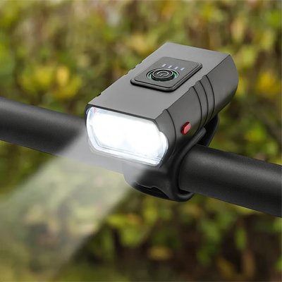 Phare avant vélo LED puissant avec bouton tactile, fixé au guidon pour une visibilité optimale
